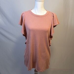 Ruffle Sleeve Blouse in Soft Pink Size Small